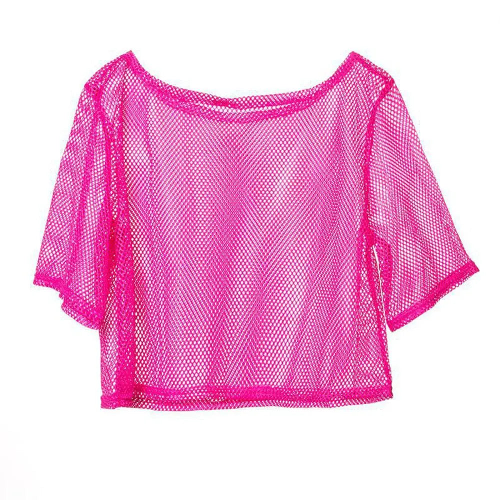 1980s Top Fishnet Women T-shirt 80s Costumes Cosplay Party Carnival|?PajmasBuy