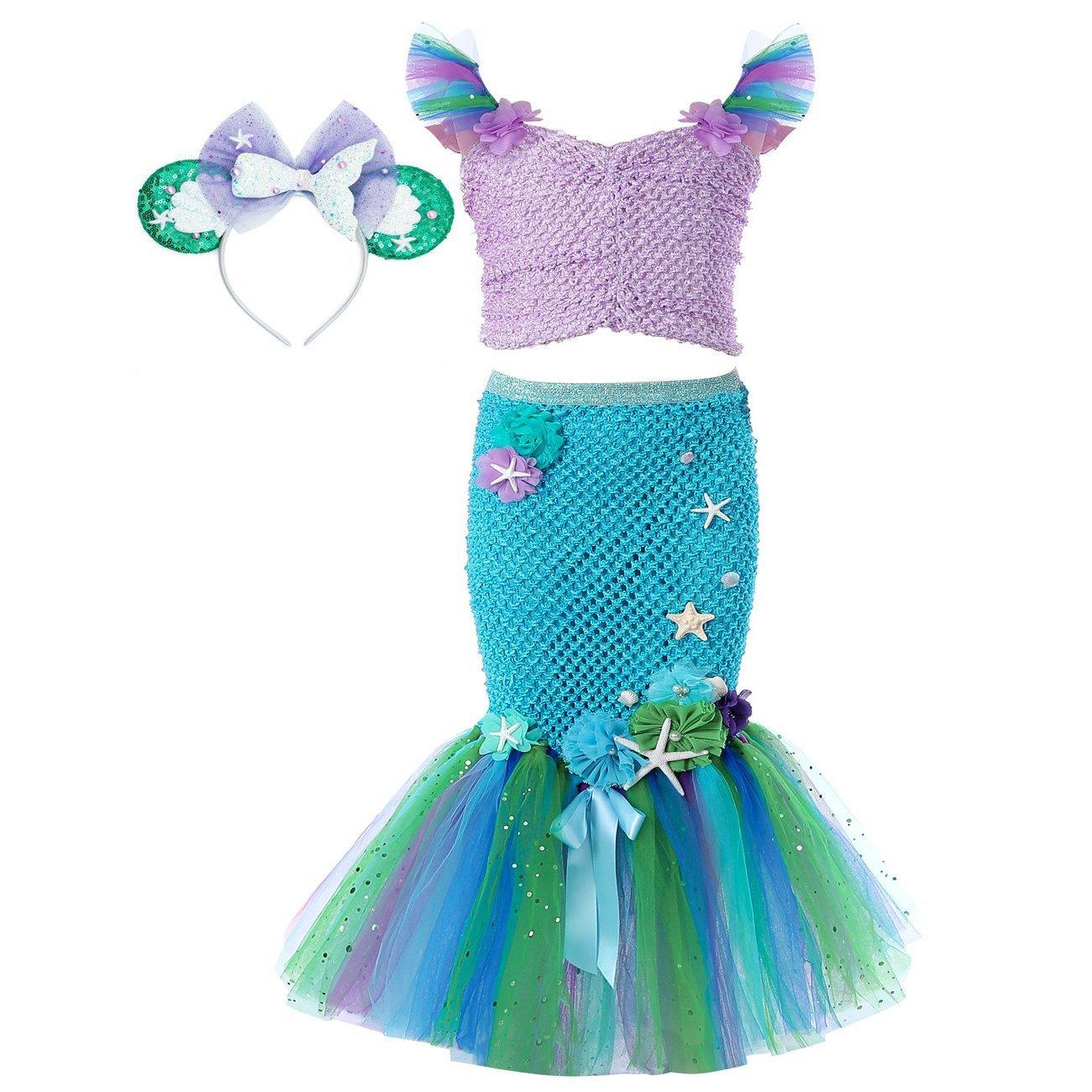 Mermaid Princess Costume Kids Girls Cosplay Party Tutu Dress Halloween Outfit - Pajamasbuy